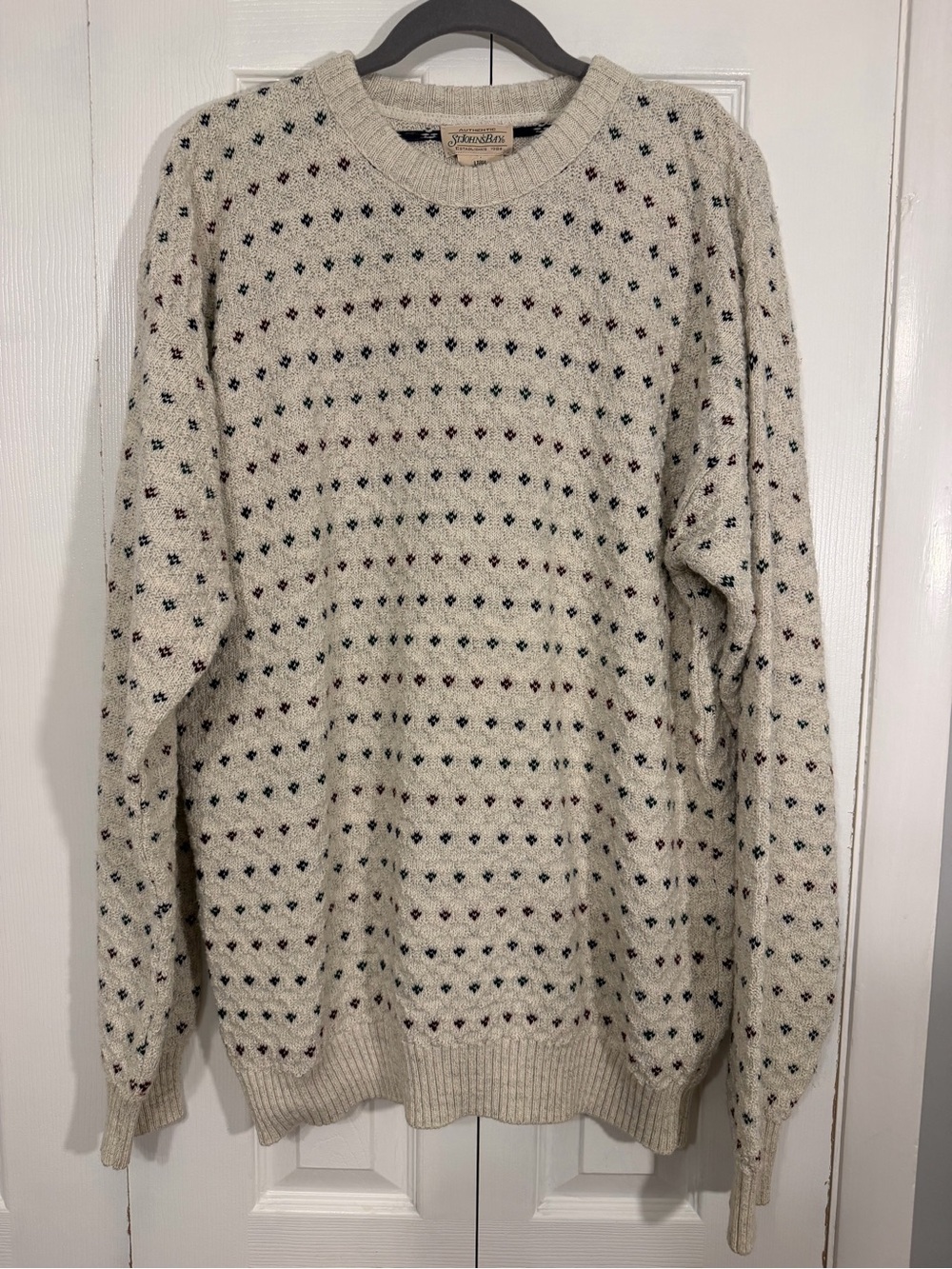 St. John’s Bay Fair Isle Crewneck Sweater Large Beige